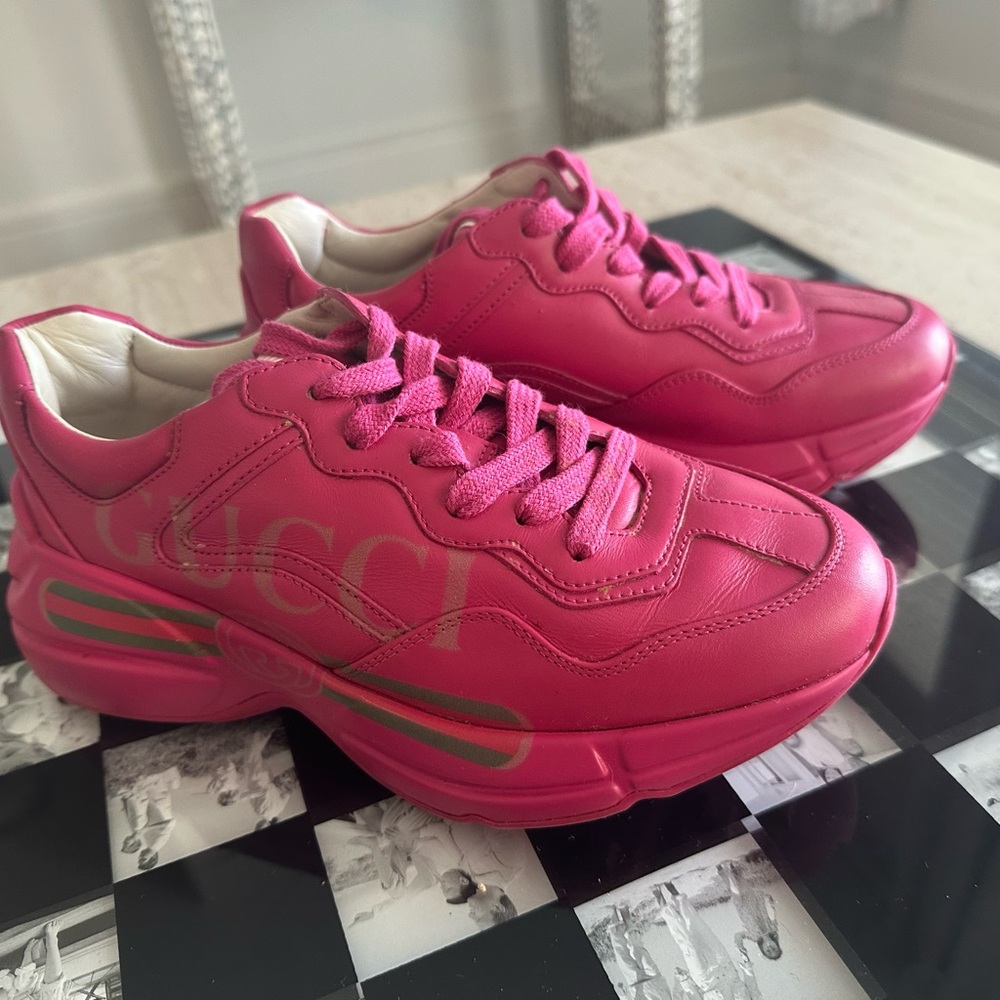 Authentic Gucci Fuchsia Leather Sneakers